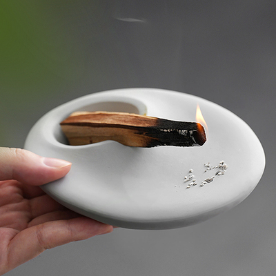 香木盘秘鲁圣木托盘palosanto燃烧鼠尾草陶瓷香炉底座烧盘香薰