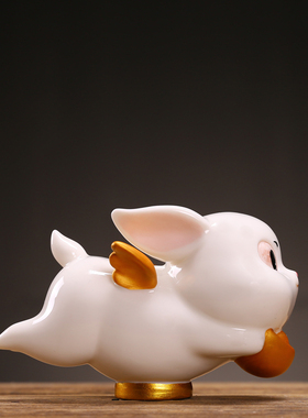 十二生肖兔子茶宠摆件陶瓷