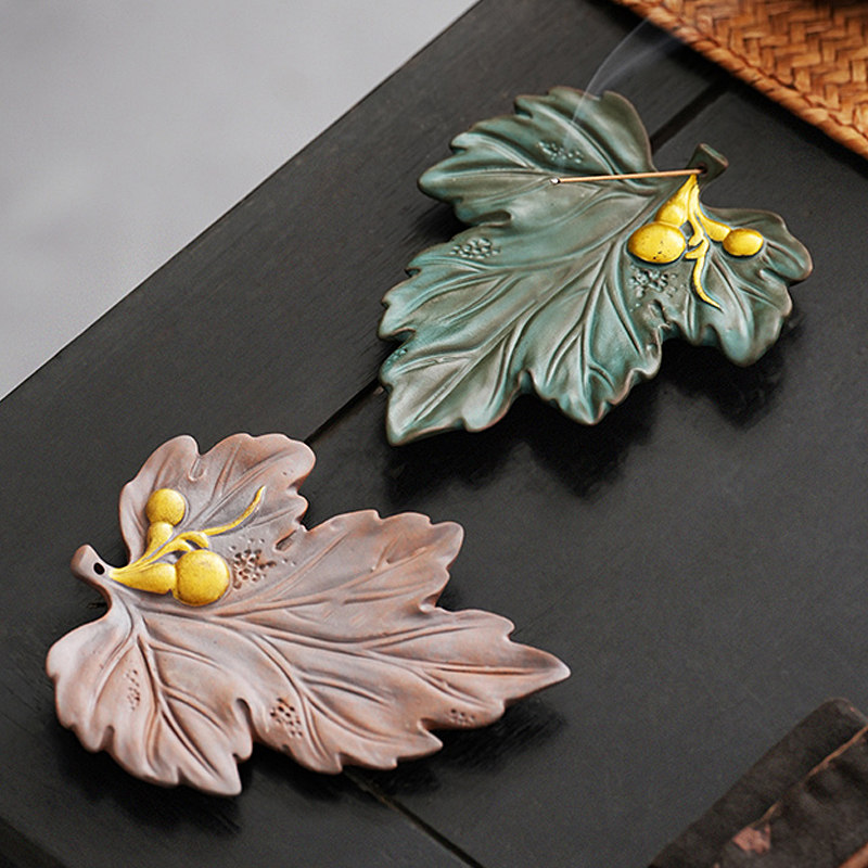 陶瓷枫叶线香香插底座点香托盘线香炉高级感小摆件家用室内不落灰,节庆用品/礼品,线香,淘宝优惠券,粉丝福利购,淘宝优惠卷