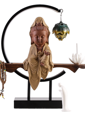 中式倒流香地藏王菩萨佛像家用室内创意禅意茶道客厅玄关陶瓷摆件