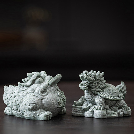 茶宠龙龟青砂石工艺品啸天金蟾创意装饰品微景观盆景鱼缸造景摆件