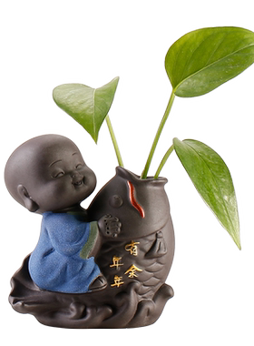 茶宠小和尚新款陶瓷小花器