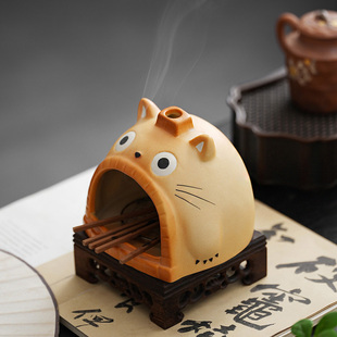 跨境猫咪盘香炉陶瓷香炉圣木炉托盘架托盘鼠尾草炉秘鲁圣木燃烧盘