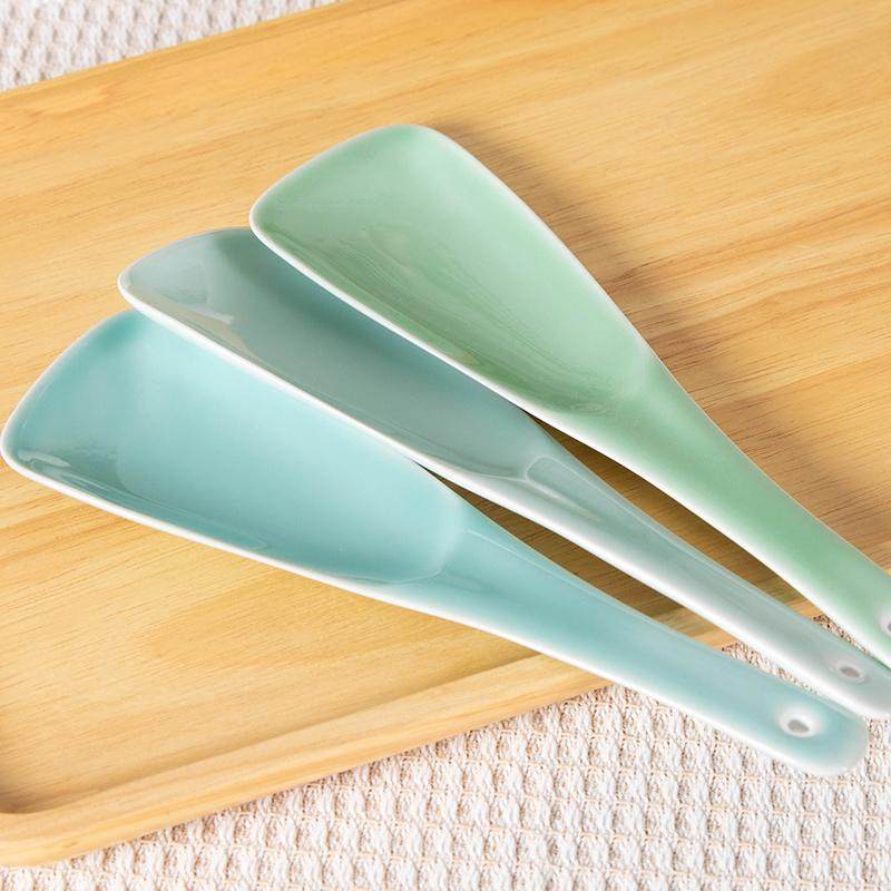 不粘饭勺青瓷家用盛饭勺创意电饭煲平板勺耐高温陶瓷打饭勺易清洗