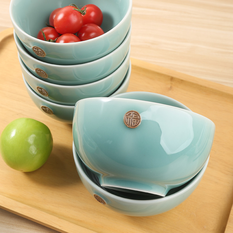 5英寸陶瓷碗家用24新款大号米饭碗单个福字创意中式青瓷乔迁餐具