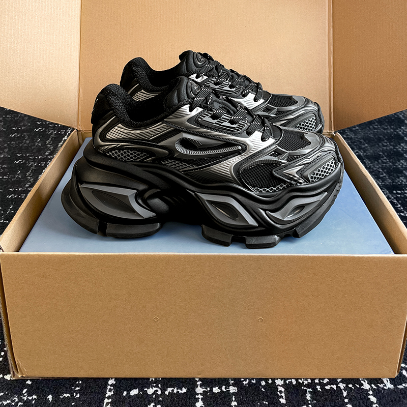 黑色异瞳猫眼老爹鞋男2024新款秋冬厚底增高男士运动休闲鞋子女潮