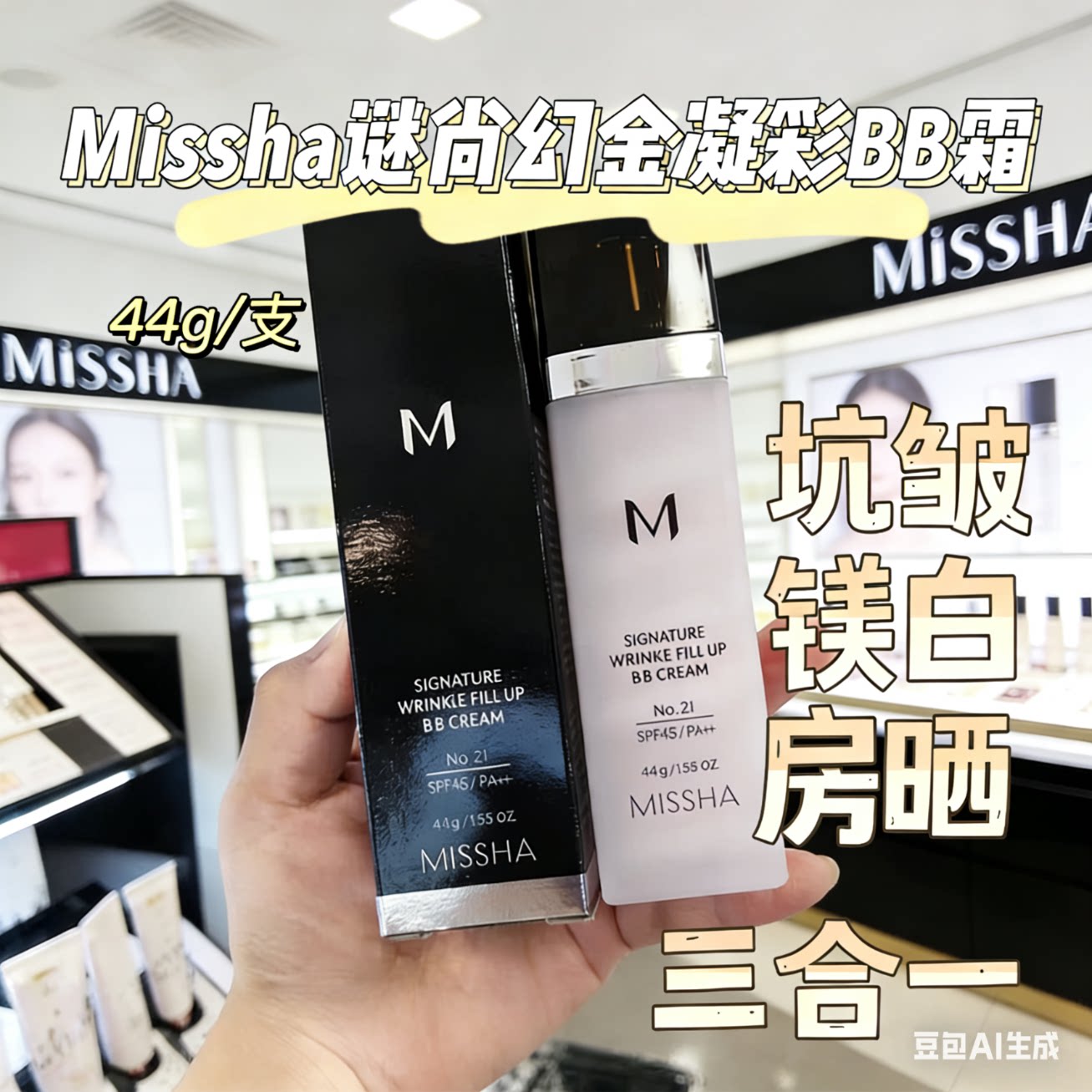 韩国Missha谜尚幻金凝彩双色螺旋遮瑕养肤亮白滋润精华BB霜粉底液