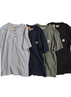 Carhartt 卡哈特主线K84亨利重磅短袖纯棉质感胸口小口袋开领T恤