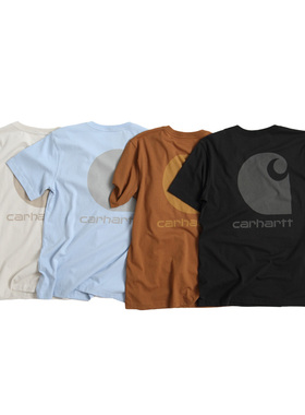 CARHARTT 卡哈特主线106149圆领宽松短袖小口袋背面印花工装T恤棉