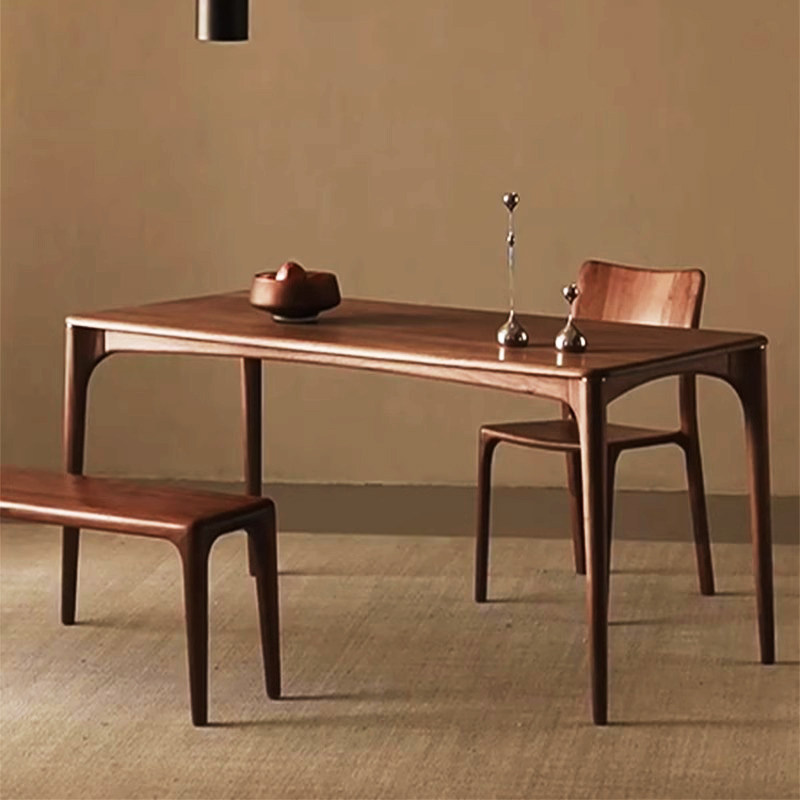 北美黑胡桃木餐桌家用全实木工作台榫卯茶座长方形大板桌书桌北欧