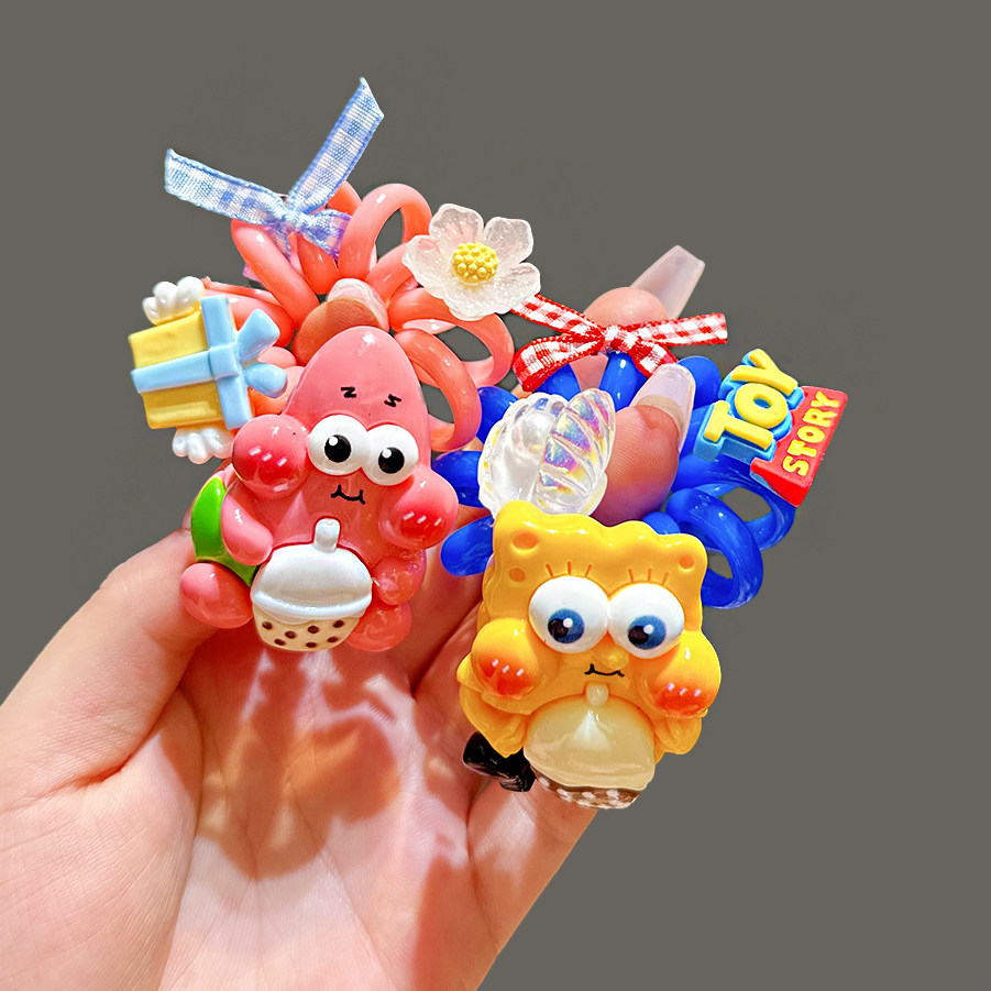 甜美系韩国新款少女心卡通发绳可爱风不伤发电话线减龄头绳发饰女