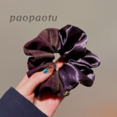 2026法式 复古毛呢双拼大肠发圈褶皱质感高级感超大号扎头绳发饰