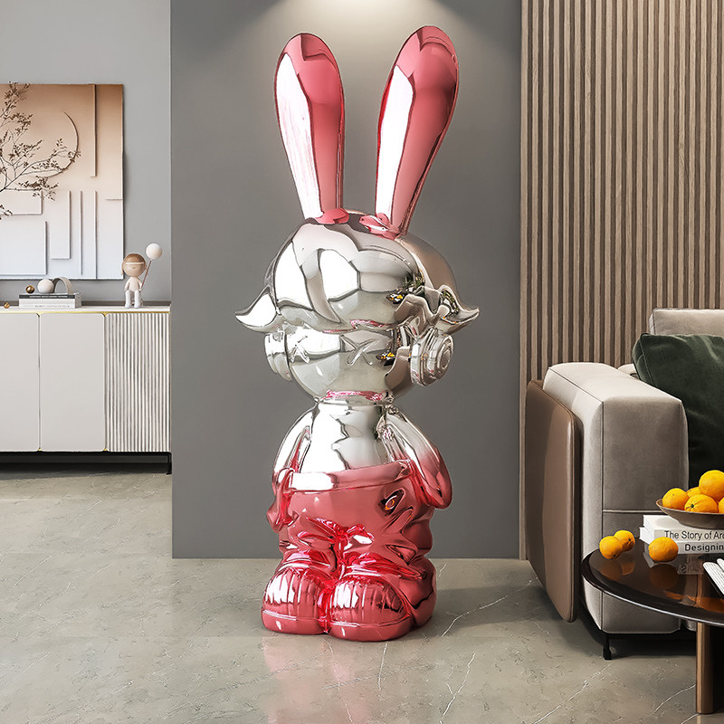 电镀兔子客厅落地摆件装饰品电视柜沙发旁玄关轻奢大气乔迁礼物,家居饰品,落地摆件,淘宝优惠券,粉丝福利购,淘宝优惠卷