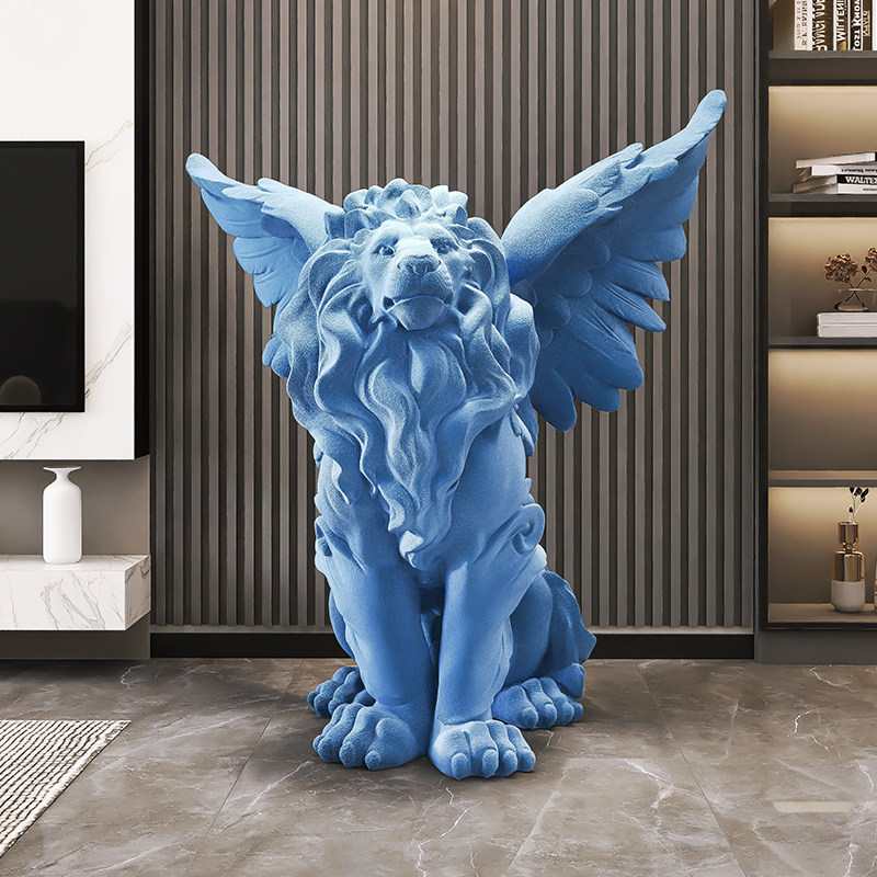 植绒大型轻奢高级感狮子客厅落地摆件电视柜旁办公室前台开业礼物