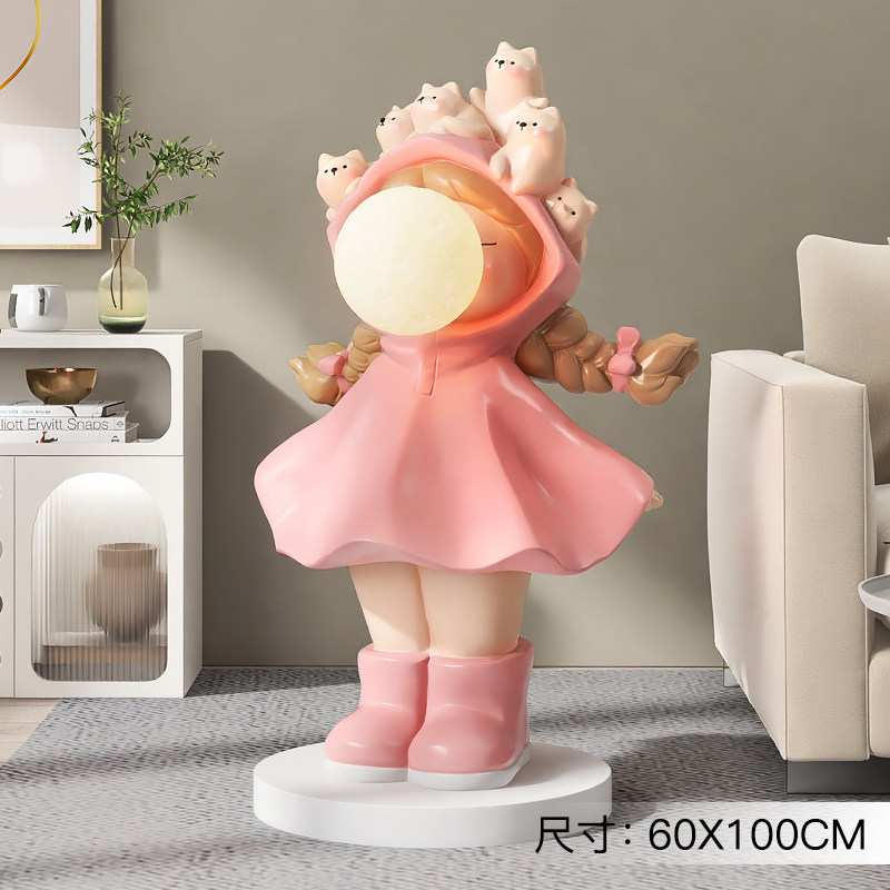奶油风女孩大型落地摆件客厅电视柜沙发旁床头灯搬家乔迁新居礼品,家居饰品,落地摆件,淘宝优惠券,粉丝福利购,淘宝优惠卷