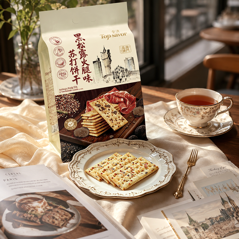黑松露火腿味苏打饼干咸味饼干办公室网红休闲零食解馋下午茶点心