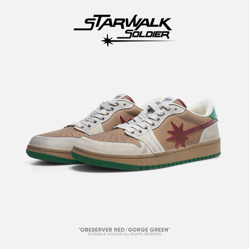 starwalk做旧红绿流星勃肯鞋