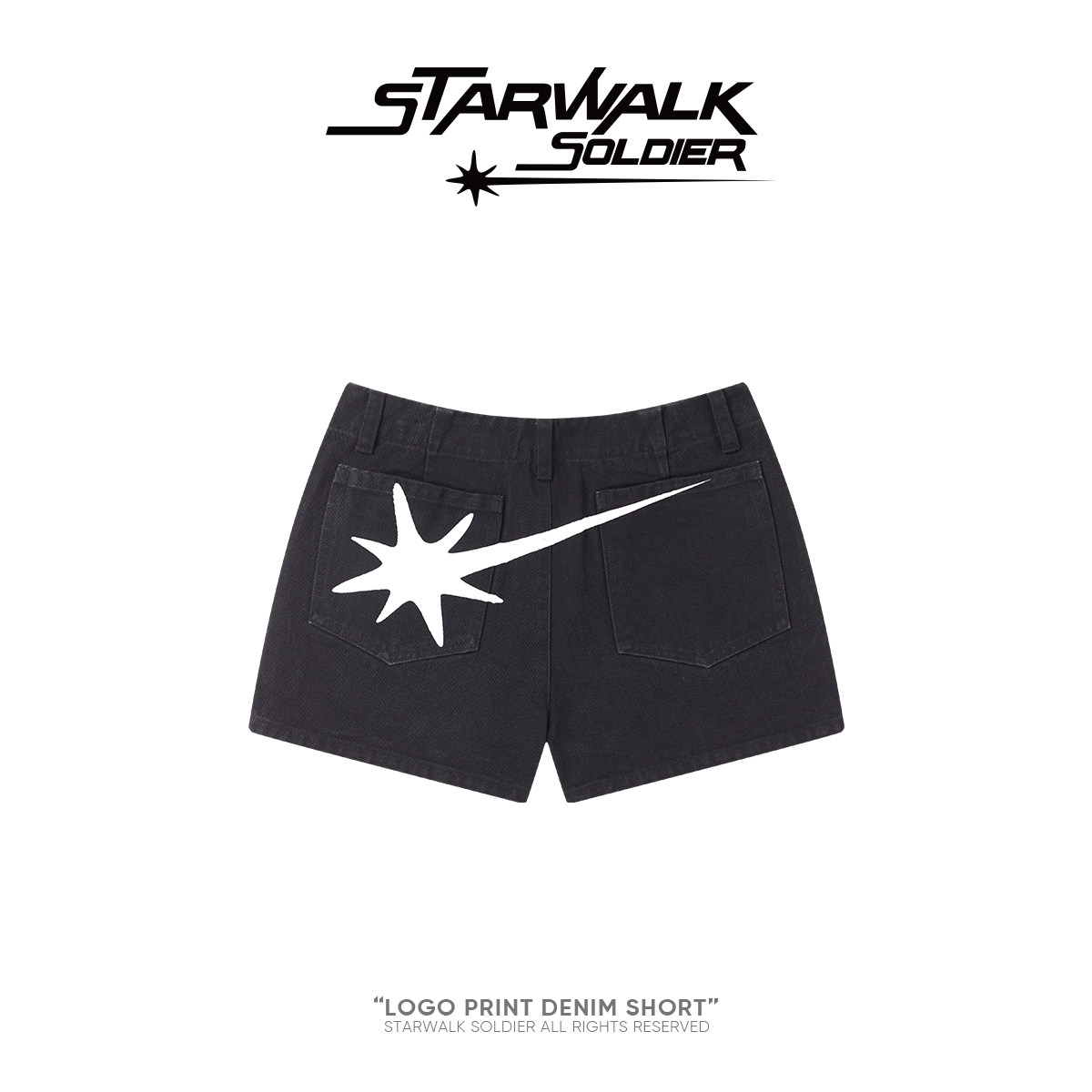 STARWALKSOLDIER*流星印花牛仔短裤"纯色百搭"显瘦潮流辣妹热裤子