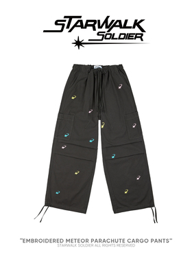 Star Walk Soldier刺绣工装裤美式复古可调节束脚潮流运动情侣裤