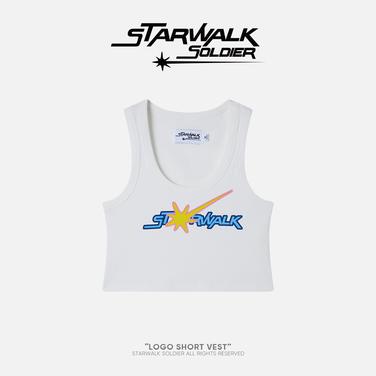 starwalklogo印花短款辣妹背心