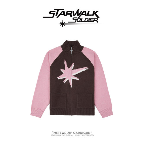 starwalk插肩立领粗针拉链毛衣