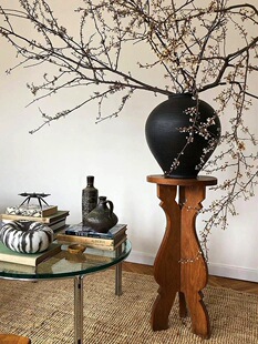 柚木实木花架底座沙发边几落地置物架花几角几装饰摆件花盘增高架