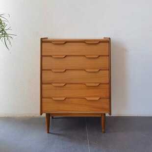 木纳家具中古进口柚木实木五斗柜卧室收纳柜储物柜抽屉柜轻奢入户