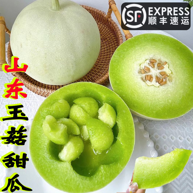 顺丰山东玉菇甜瓜冰激凌蜜瓜软糯香甜新鲜现摘青皮绿肉香瓜绿宝脆