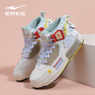 鸿星尔克银魂奇弹女鞋舒适休闲板鞋时尚科技联名潮流女子高帮鞋子