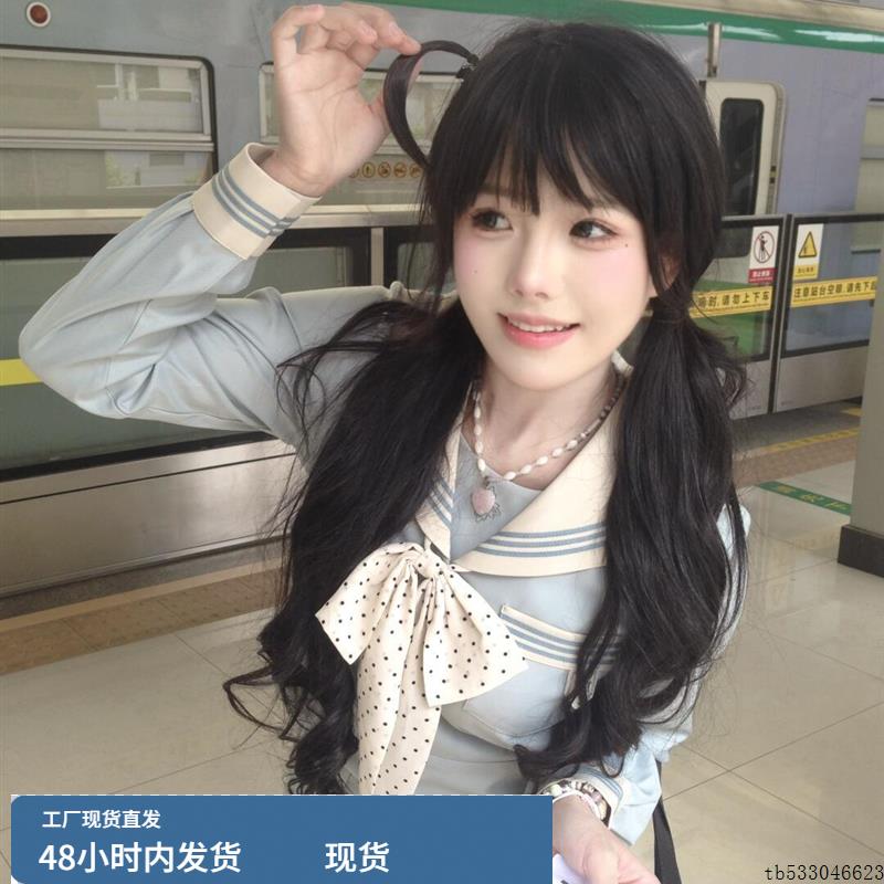 *薄荷白巧*日系JK水手服绿色长袖上衣学院风制服百褶裙套装女