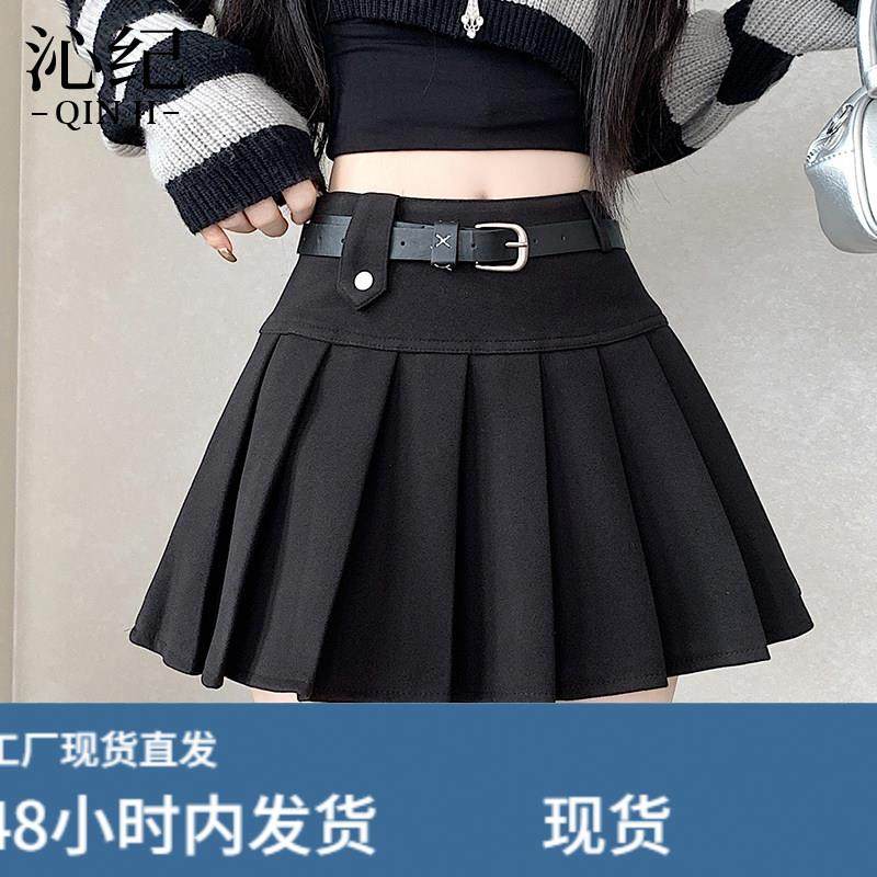 美式甜酷辣妹半身裙女2026秋冬新款防走光毛呢a字短裙高腰百褶裙,运动/瑜伽/健身/球迷用品,瑜伽短裙,淘宝优惠券,粉丝福利购,淘宝优惠卷