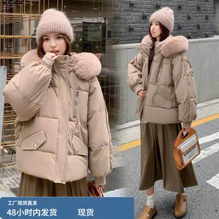 高中女生加厚面包服外套冬2025新款初中学生时髦chic流行羽绒棉服