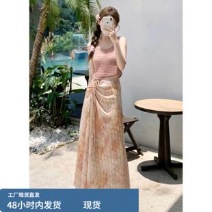 2026新款早春巨好看粉色连衣裙子女夏季度假韩系穿搭一整套装长裙