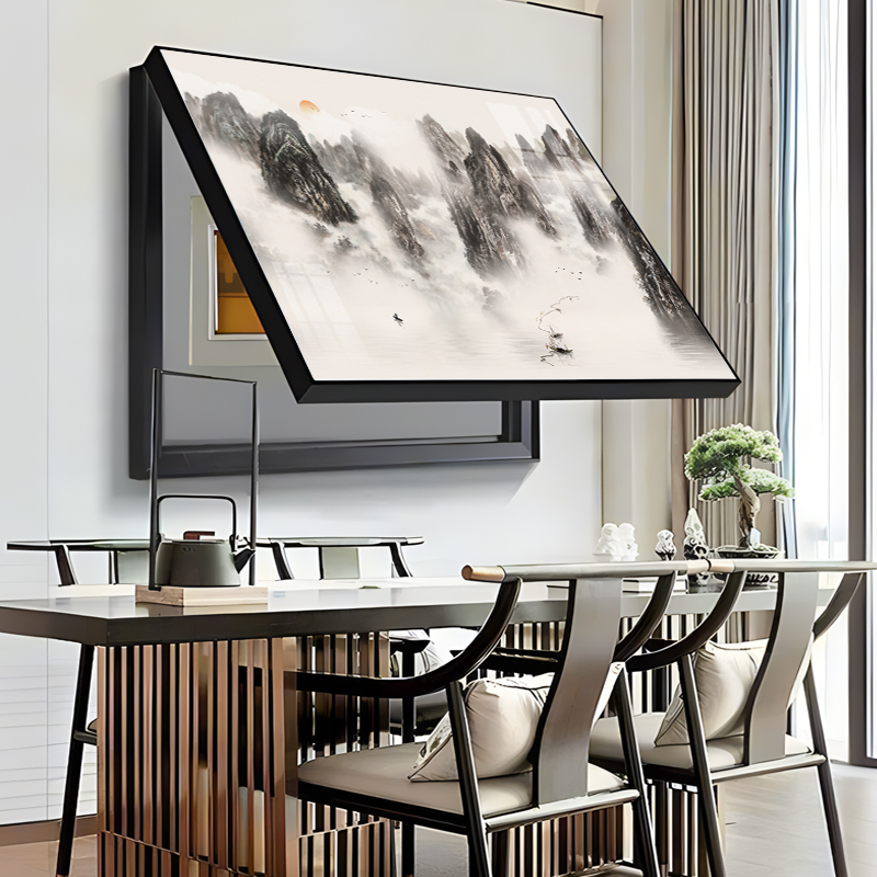 新中式电表箱装饰画免打孔山河风景客餐厅挂画强弱电源开关遮挡画