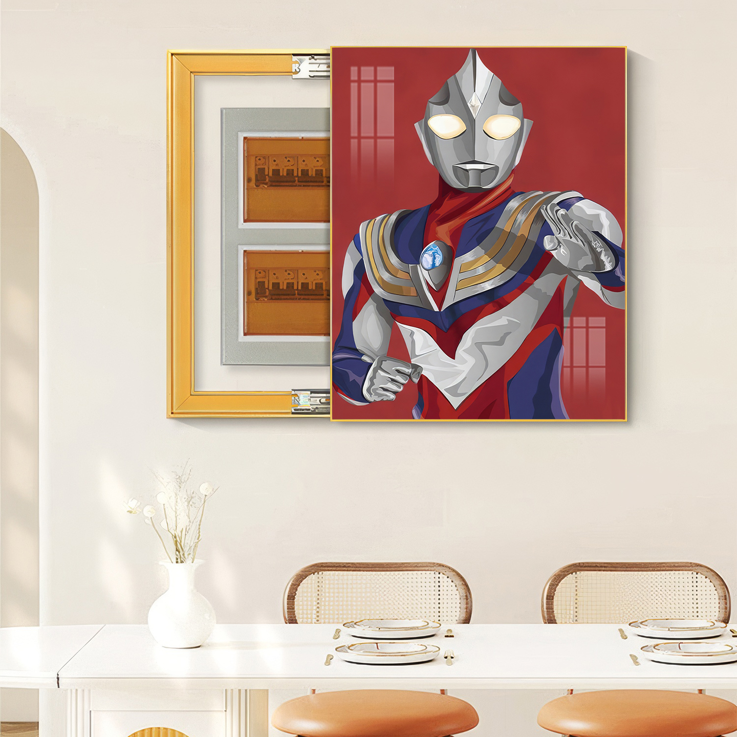 奥特曼挂画竖版电表箱装饰画
