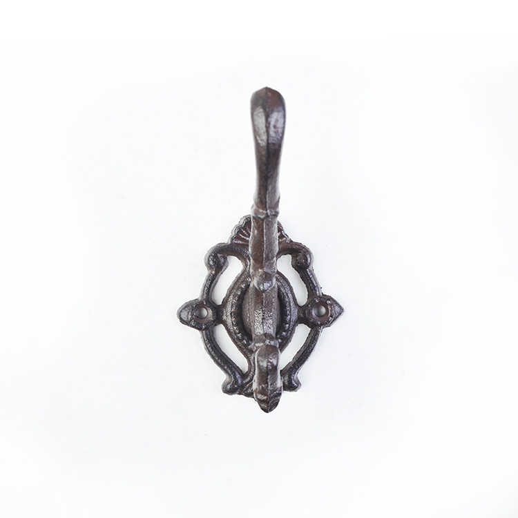 欧式铸铁双钩墙壁铁艺挂钩美式乡村墙面装饰店面衣帽钩  JH008