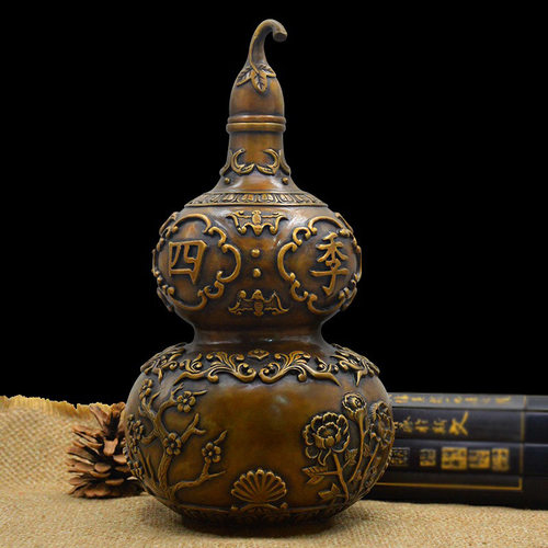 仿古铜葫芦四季平安开盖葫芦摆设客厅酒柜装饰工艺品摆件