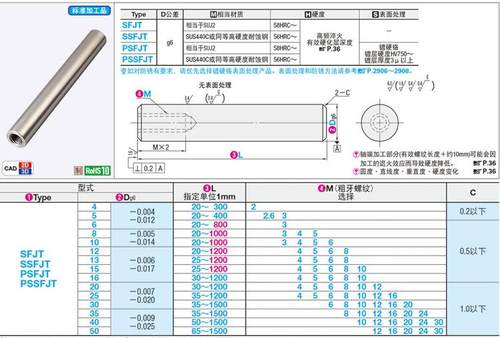 加工PSFGT20-130-M8线性导向轴 PSFGT PSSFGT PSFGC PSSFGC