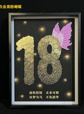 创意18岁成年礼硬币相框成人礼礼物订制桌面金币相框摆台