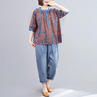 中年妈妈冰丝子套装女夏装2025新款休闲亚麻两件套