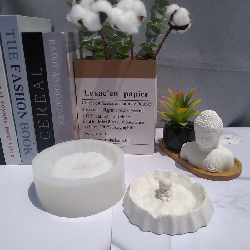 水泥烟灰缸磨具创意宇航员月球陨石坑圆形烟缸硅胶模具工艺品定制
