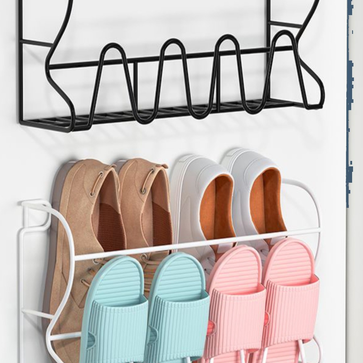 门后鞋架壁挂式宿舍门上简易门口免打孔浴室墙上置物鞋子收纳