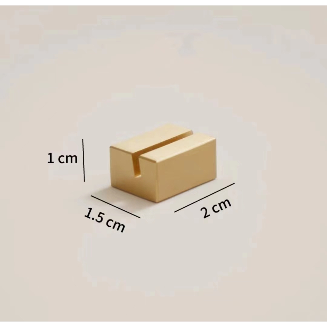 金属长条形几何黄铜名片架桌面装饰照片夹台卡底座简约卡片展示架