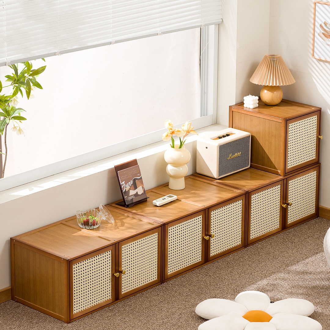 飘窗柜阳台储物柜子防晒靠墙一体榻榻米杂物收纳柜置物架空间利w&