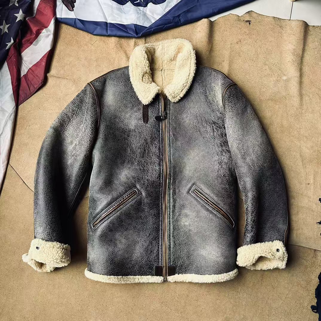 加长版机车摩托皮夹克外套B6翻领