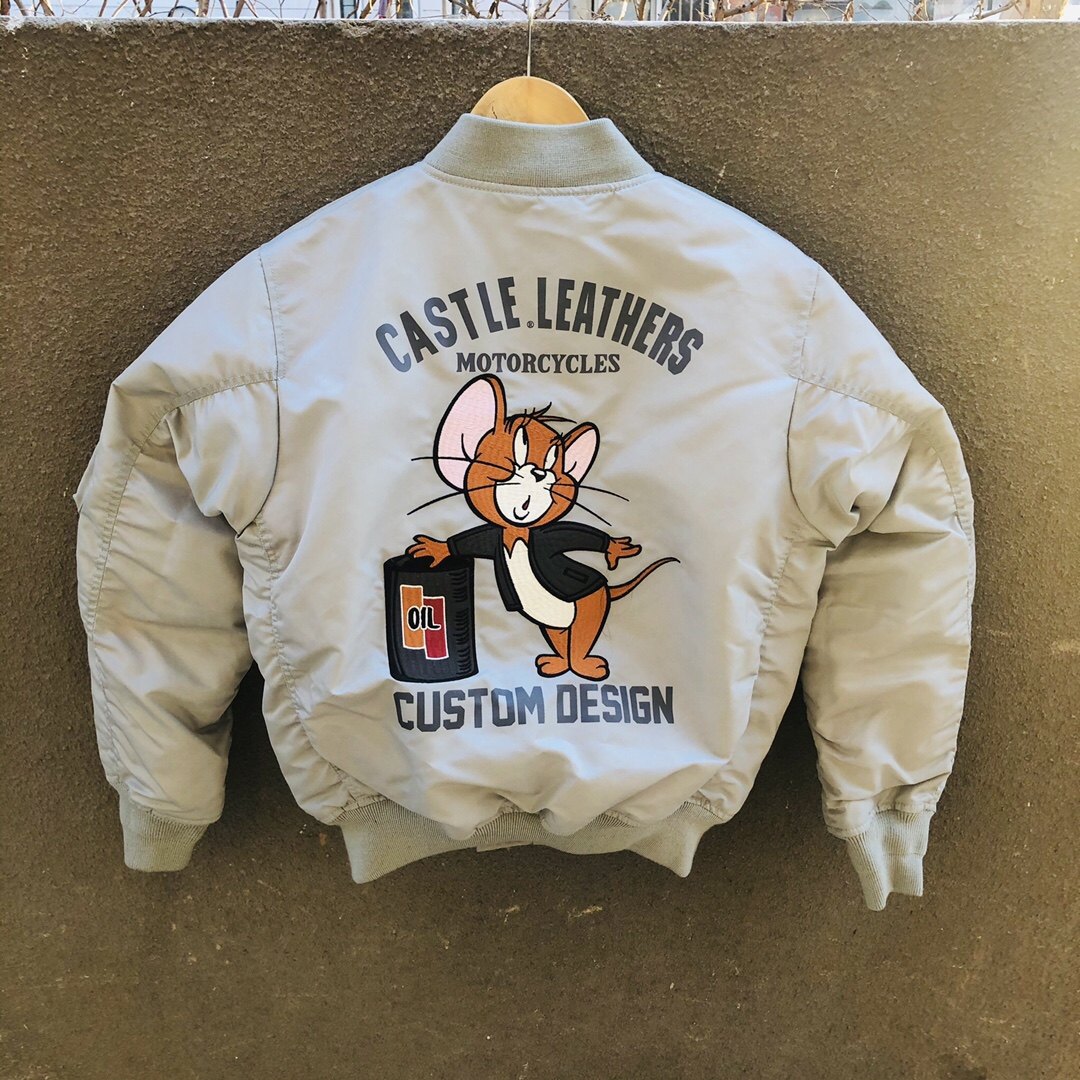 太空灰Ma1猫和老鼠服飞行夹克杰瑞加油秋冬棉服刺绣男女短款棉衣