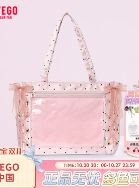 【新品锁定】WEGO缎面波点丝带痛包S拎包通勤二次元少女托特包