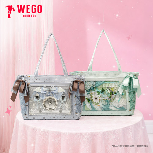 【新品】WEGO奶芙蝴蝶结丝带痛包S波点单肩包托特包二次元谷子