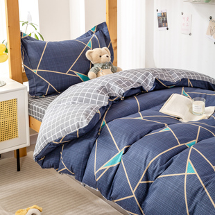 纯棉大学生宿舍床上三件套床单被罩床笠款90x200拉链床垫套简约男