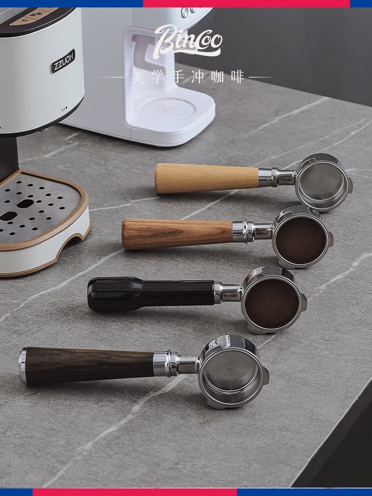 Bincoo意式咖啡机手柄不锈钢双耳无底三耳51/58mm手柄配件通用